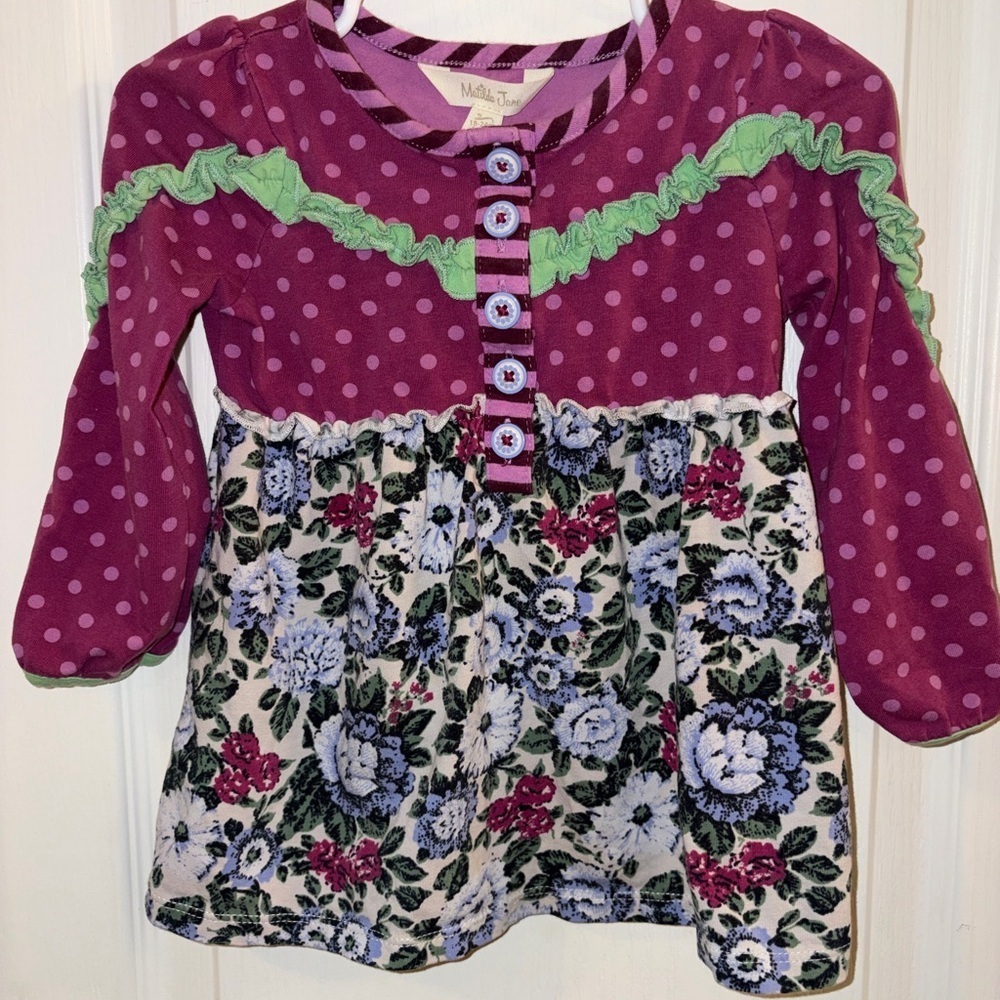 Matilda Jane Purple Polka Dot & Floral Ruffle Tunic